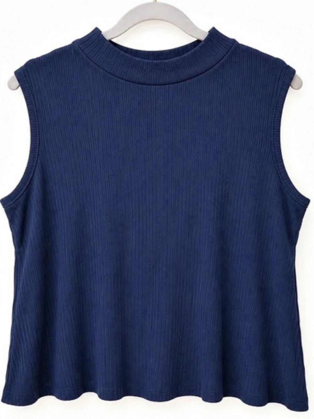 Cato Ribbed Sleeveless Top in Blue